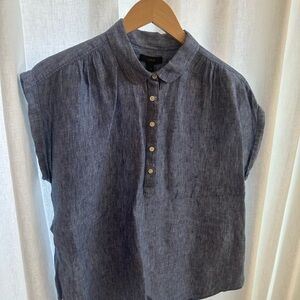 J.Crew Captaine Blue Linen Button-Up Shirt